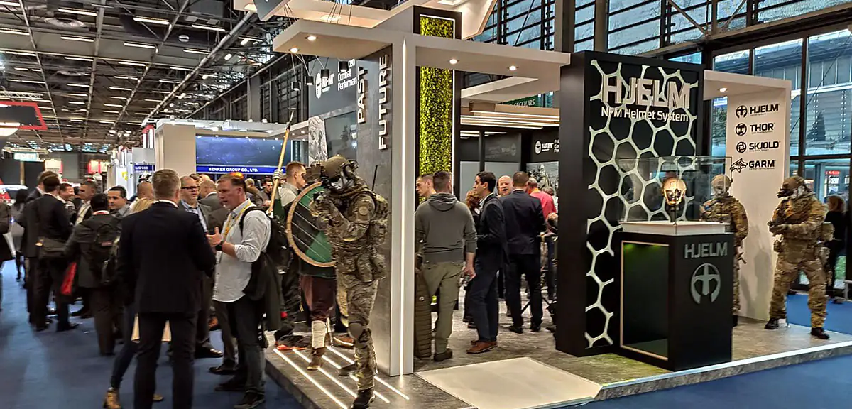 NFM booth with THOR, GENTO, GARM and HJELM products on Milipol 2019