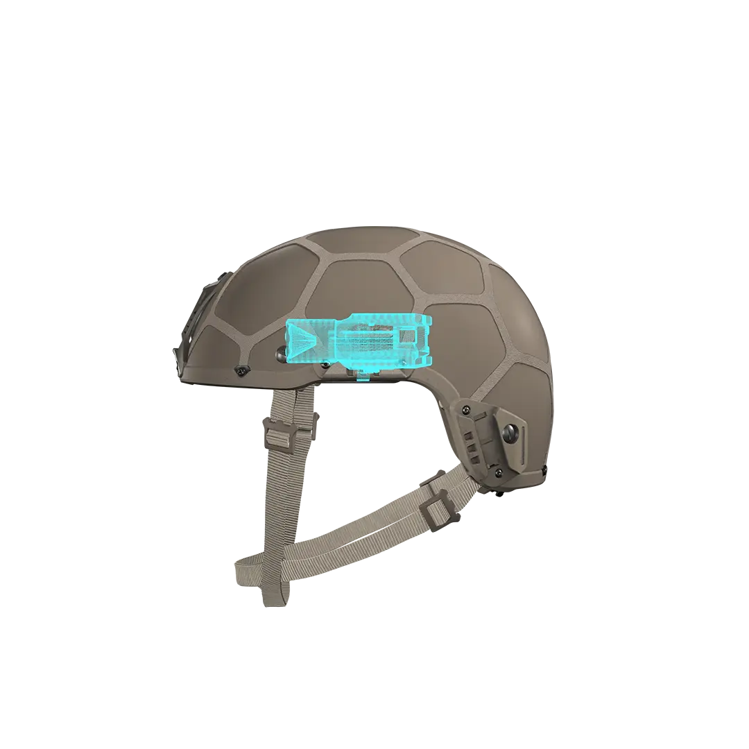 HJELM Helmet System with torch mounted on EDGEMOUNT